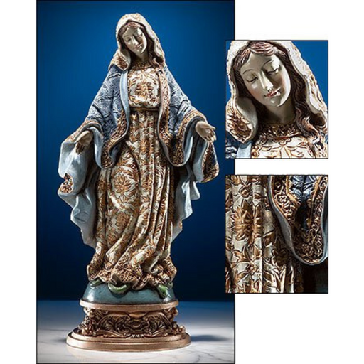 9" Our Lady of Grace Statue with Ornate Base