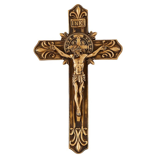 9" H Saint Benedict Antique Fleur-De-Lis Crucifix