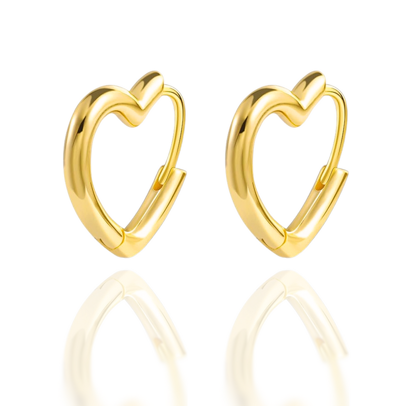 Mini Heart Huggies in Gold and Silver