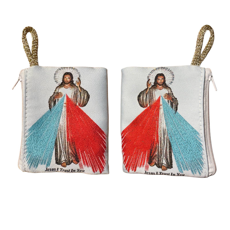Rosary Pouch - Divine Mercy (WHITE) 3″ x 4″