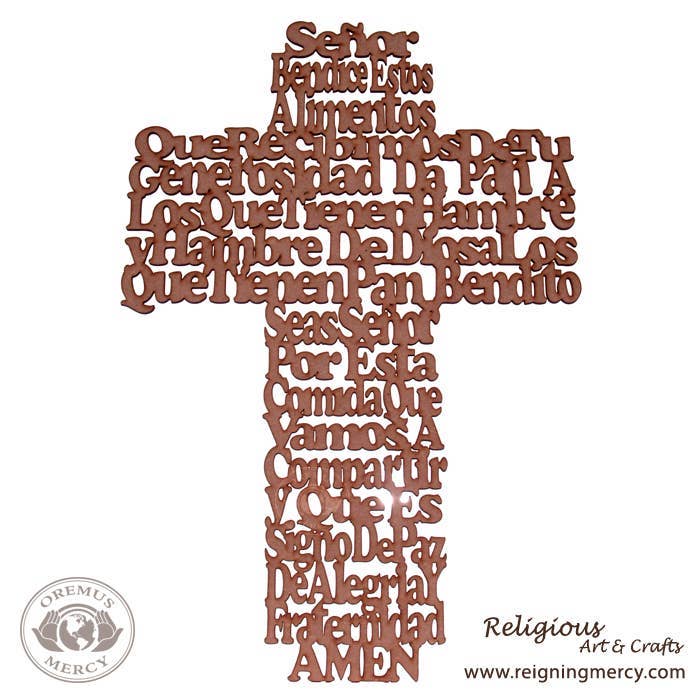 Wall Cross Wooden "Bendice Estos Alimentos"