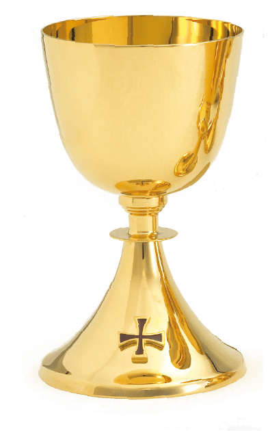 24K Gold-Plated Chalice Set with Paten, 6-5/8 Inch | Satin Finish