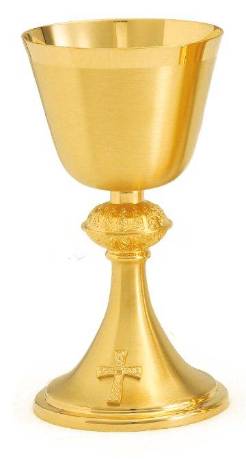 24K Gold-Plated Chalice Set with Paten, 8-1/8 Inch | Celtic Braid