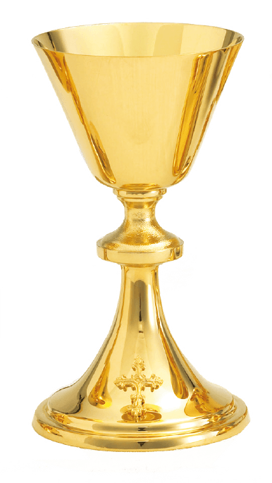 24K Gold-Plated Ciborium with Cross Lid, 175 Hosts