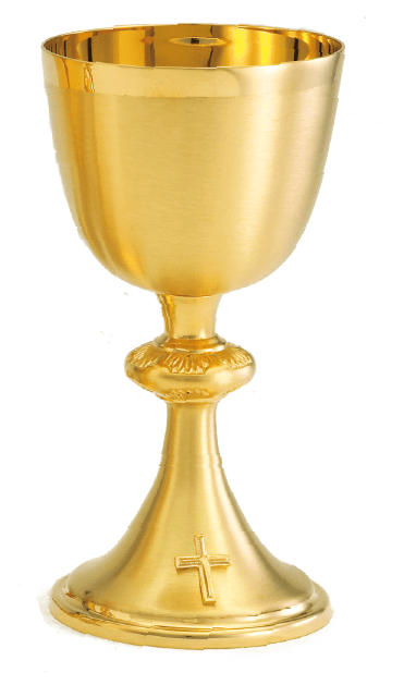 24K Gold-Plated Chalice Set with Paten, 8-1/4 Inch | Satin Finish
