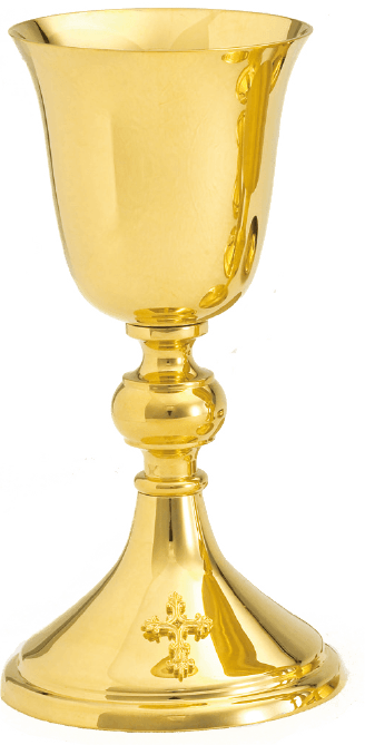 High Polish Chalice Set with Paten, 8-5/8 Inch | Ornate Cross