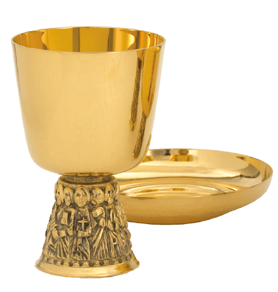High Polish Ciborium with Apostles Base & Bowl Paten