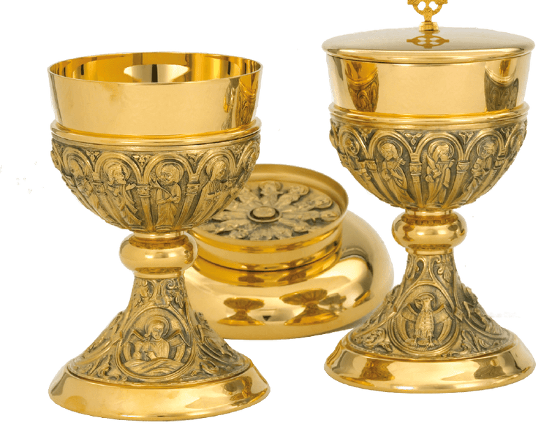 24K Gold-Plated Apostles Ciborium with Cross
