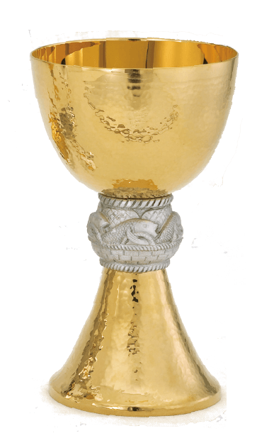 Hammered Gold Ciborium with Silver-Ox Fish Node