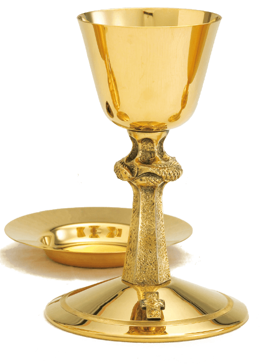 High-Polish Gallian Symbol Stem Ciborium with Cross
