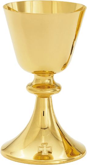 24K Gold Cross Chalice & Scale Paten Set, 14 oz.