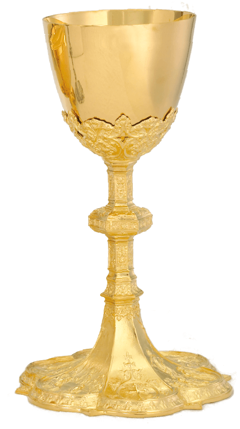 24K Gold Ornate Chalice & 6-3/8-Inch Well Paten Set