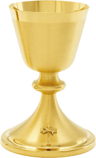 Satin 24K Gold Cross Chalice & Scale Paten Set, 14 oz.
