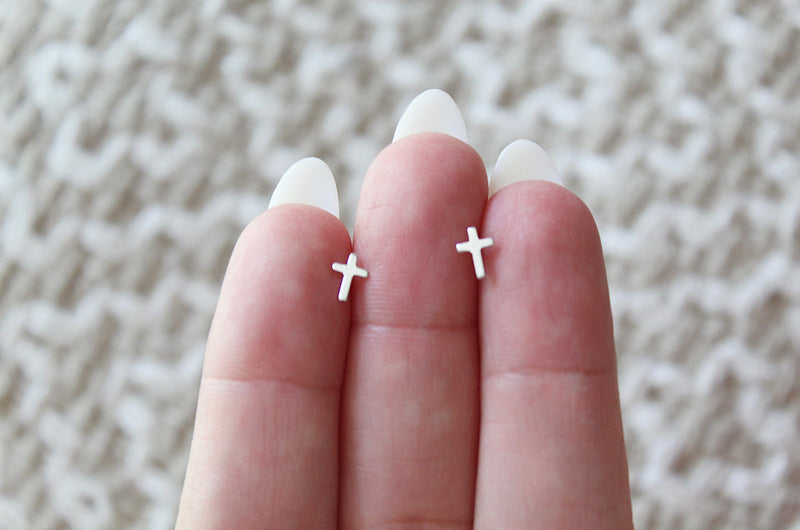 Cross Studs in Sterling Silver