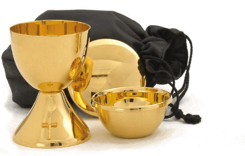 24K Gold-Plated Travel Communion Set, High Polish