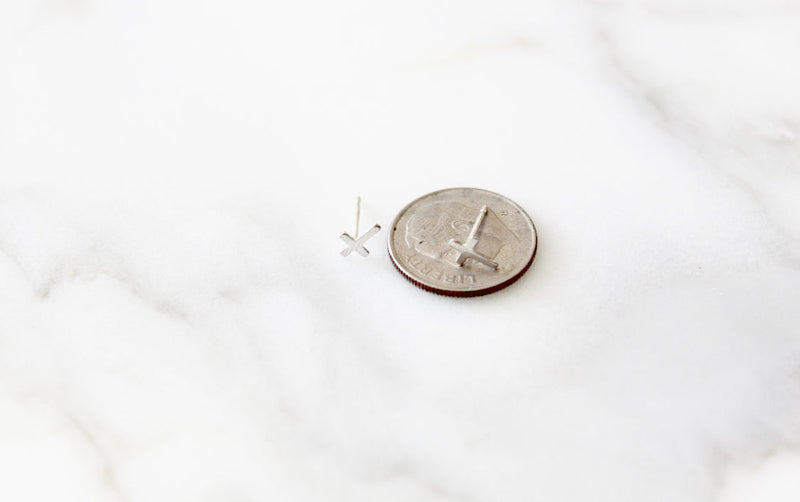 Cross Studs in Sterling Silver