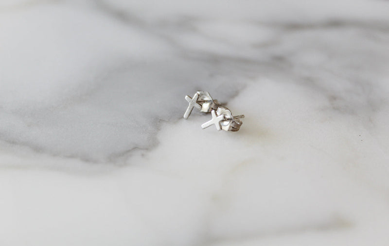 Cross Studs in Sterling Silver