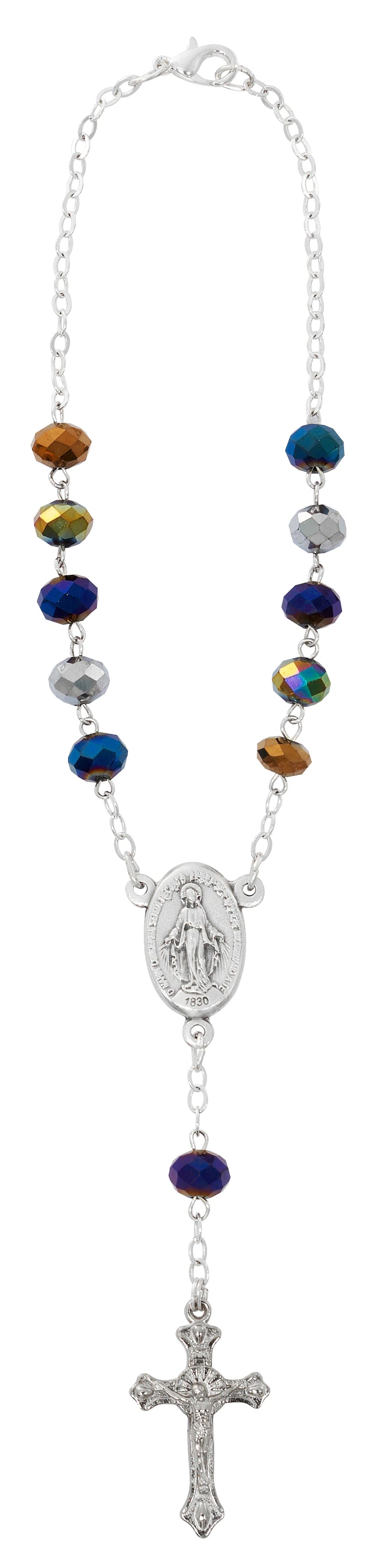 Black Aurora Crystal Auto Rosary – Hang Card | Made in Italy