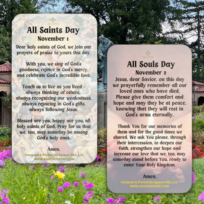 Tarjetas de oración del Día de Todos los Santos/Día de las Almas - 100 piezas por paquete