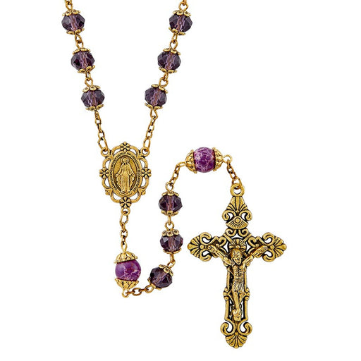 Amethyst Picasso Collection Rosary With Miraculous Medal