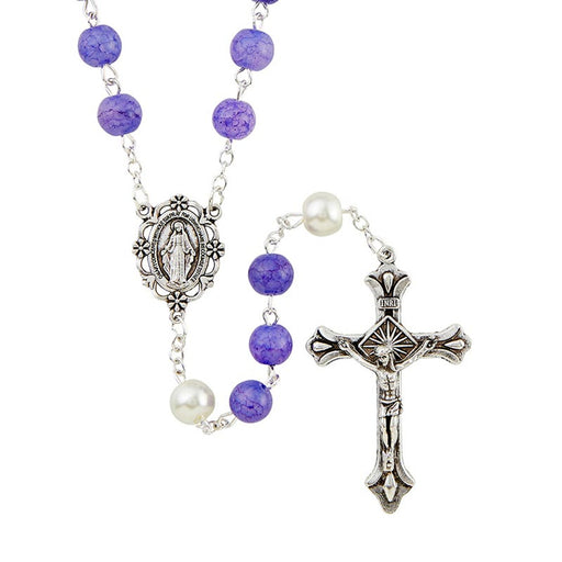 Amethyst Positano Collection Rosary With Miraculous Medal Medal Center