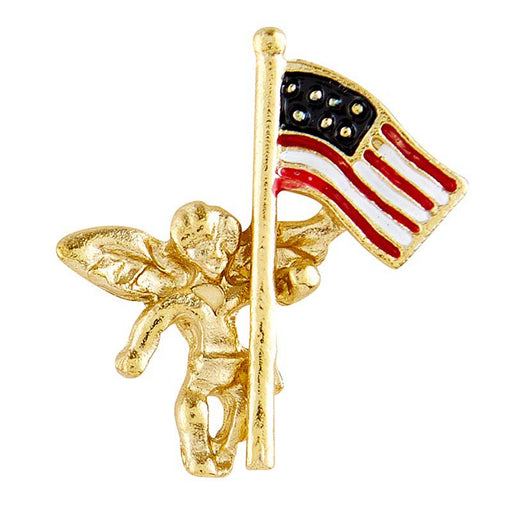 Angel with American Flag Lapel Pin