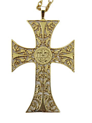 Antique IHS Pectoral Cross with 31" Chain and Locket