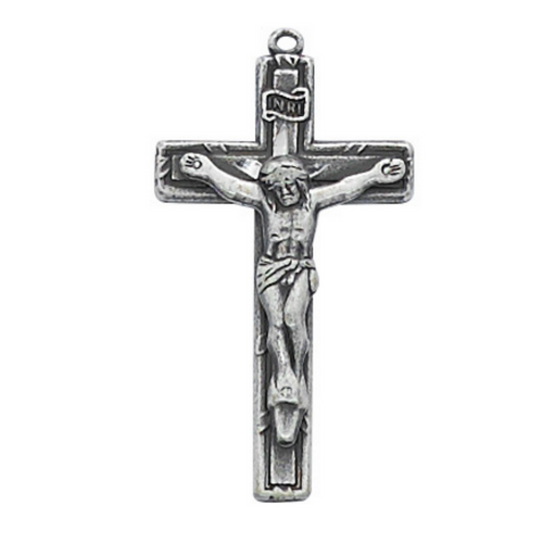 Antique Pewter Crucifix with 18" Rhodium Plated Chain