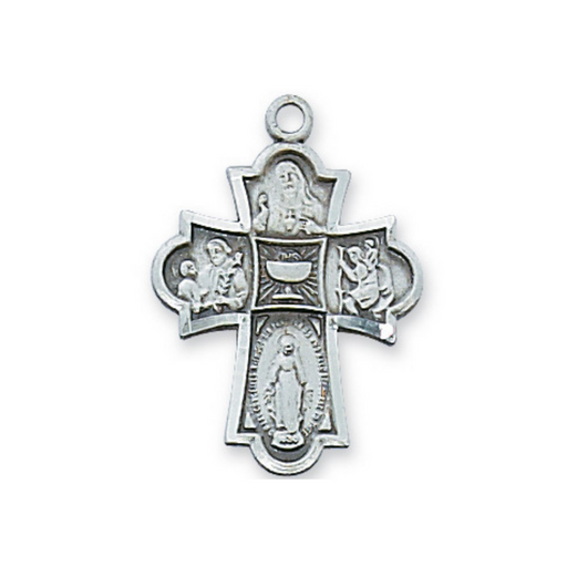 Antique Pewter Four Way Chalice Necklace Antique Pewter Four Way Chalice Medal communion cross first communion communion symbols communion four wat medal communion keepsake