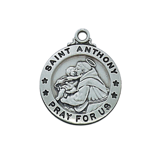 Antique Pewter St. Anthony Medal w/ 20" Rhodium Plated Chain Catholic Gifts Catholic Presents Gifts for all occasion
