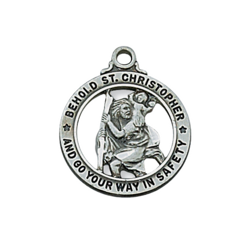 Antique Pewter St. Christopher Medal w/ 20" Rhodium Plated Chain St. Christopher Symbols, St. Christopher Medal, Medals for Protection, Catholic Gifts, Protection Medals for Athletes