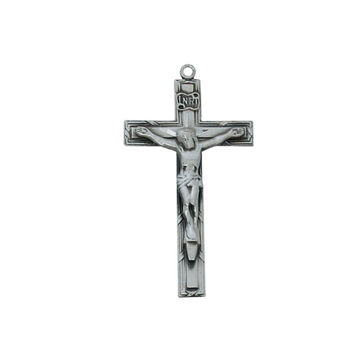 Antique Silver Crucifix w/ 24" Rhodium Plated Chain