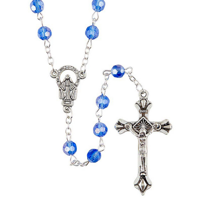 Aqua Glass Bead Rosary - 12 Pieces Per Package