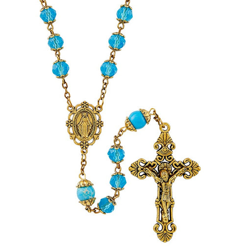 Aqua Picasso Collection Rosary With Miraculous Medal