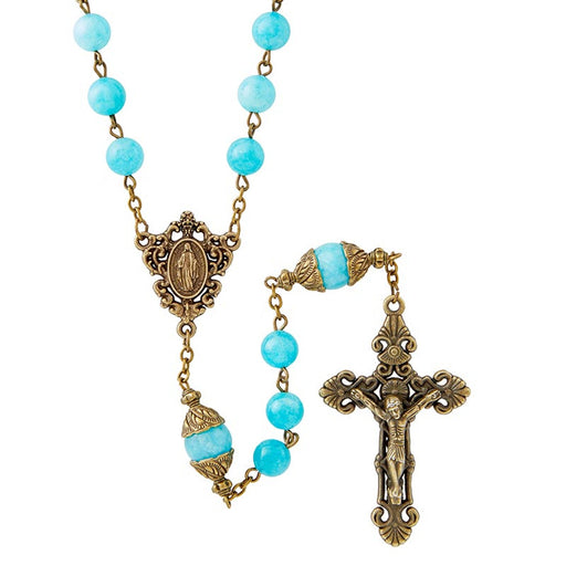 Aquamarine San Gimignano Collection Rosary With Miraculous Medal