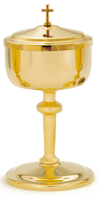 24K Gold-Plated High-Polish Ciborium with Cross