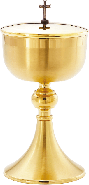 24K Gold Ciborium with Silver Cross, 225 Hosts