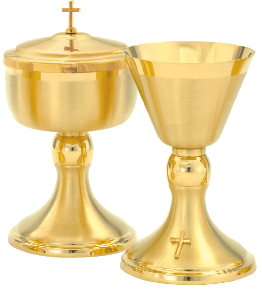 Satin 24K Gold Ciborium with Cross Lid, 175 Hosts