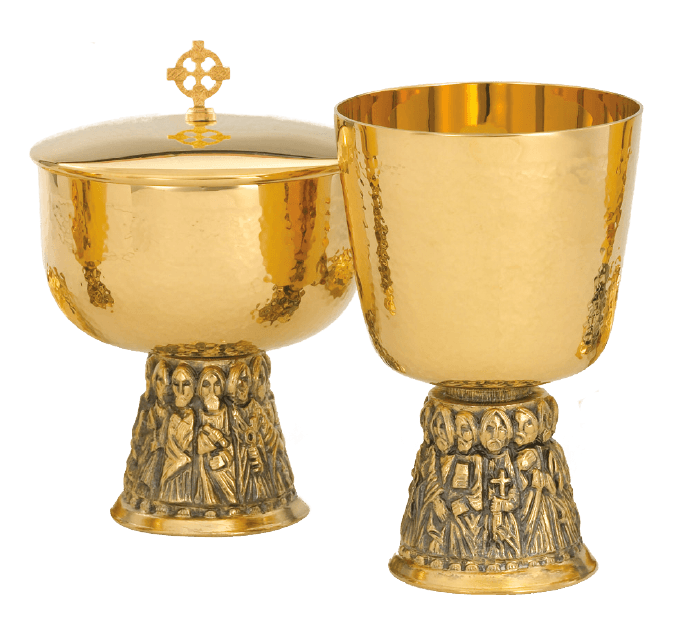 Hammered Gold Ciborium with Apostles Base
