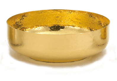 24K Gold-Plated Open Ciborium, 6-1/8 Inch Bowl | Hammered