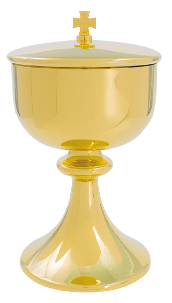 24K Gold-Plated High-Polish Ciborium with Cross