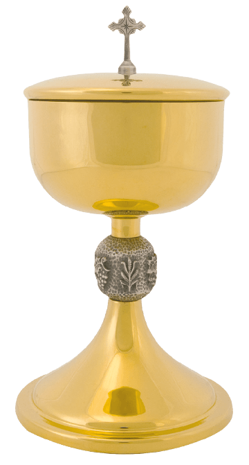 24K Gold Ciborium with Silver-Ox Wheat Stem Node