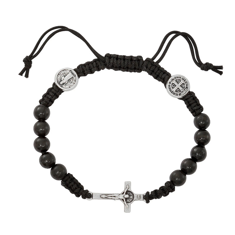 Black St. Benedict Rosary Cord Bracelet – Hang Card