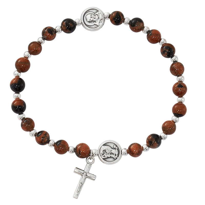 St. Pio Sandstone Rosary Bracelet – Hang Card, Made in Italy