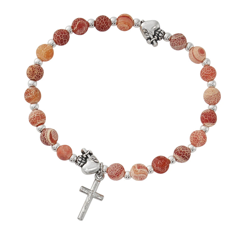 Sacred Heart Gemstone Rosary Bracelet – Hang Card, Made in Italy