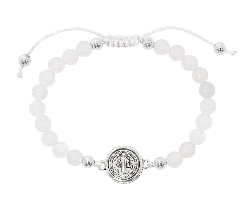 White Glass Bead St. Benedict Bracelet