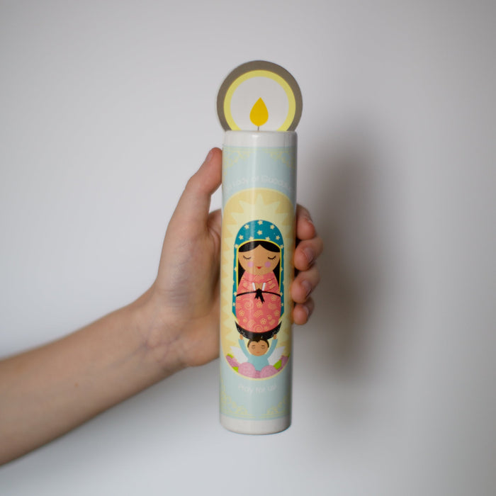 Our Lady of Guadalupe Wooden Prayer Candle