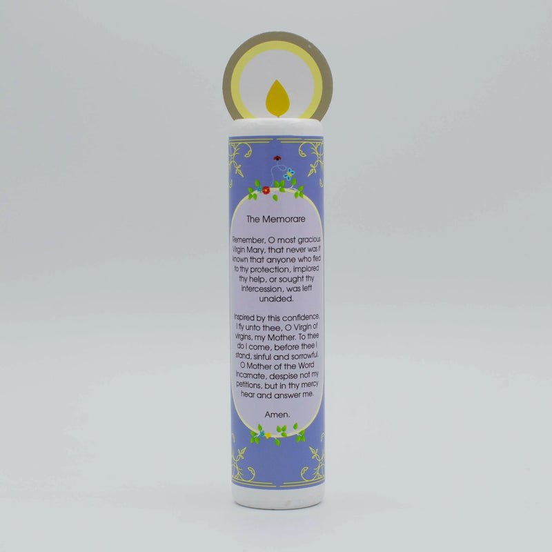 Blessed Virgin Mary (The Memorare) Wooden Prayer Candle