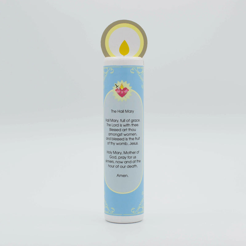Our Lady of the Rosary (Hail Mary) Wooden Prayer Candle