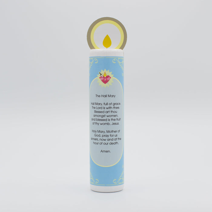 Our Lady of the Rosary (Hail Mary) Wooden Prayer Candle